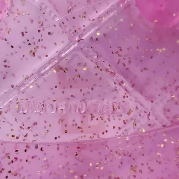 Pink Glitter Jelly Sandals with Flower Accent - Picture 4 of 6